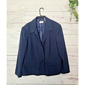 Villager by Liz Claiborne Navy Blue 100% Polyester Blazer Womans Size 24W